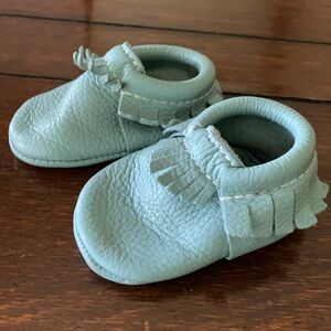 Freshly picked moccasins- jade blue-green - baby size 2
